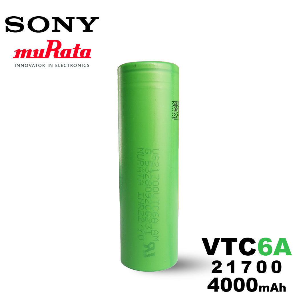 リチウムイオン電池 バッテリー 21700 Sony ソニー / Murata VTC6A 21700 4,000mah 充電可 正規品保証 1個 PSE認証 フラットトップ [代引不可]